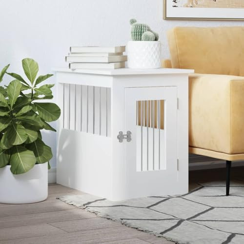 Homgoday Möbelstil Hundekäfig Weiß 45x62x59 cm Holzwerkstoff & Stahl - Beistelltisch & Hundebett Model838309