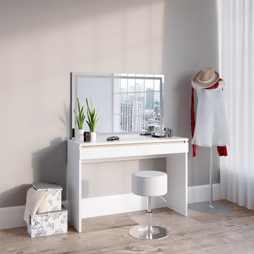 Vicco Schminktisch Weiß Emma 120x83x41.8 cm - Frisiertisch, Viel Platz auf und unter der Tischplatte für kleine Gegenstände