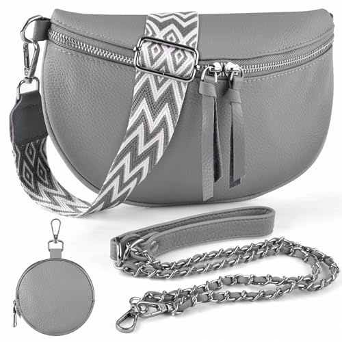 BROTOU Leder Handy Umhängetasche Echtes Crossbody Bag mit 2 Breitem Schultergurt Kartenhalter, mit Kleine Ledertasche Schwarz UmhäNgetasche Damen Leder UmhäNgetasche Damen, Kleine Umhängetasche Damen