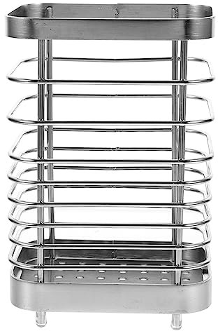 COLLBATH Küchen Organizer Aus Edelstahl Besteckhalter Für Arbeitsplatte Stabiles Utensilienhalter Schwarz Praktisches Küchenzubehör Mit Ablauflöchern