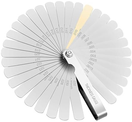 32 Klingen Fühlerlehre AYWHP Edelstahl Fühlerlehre Ventillehre Abstandslehre 0,04–0,88mm gewindelehre Entfernungsmesser Pad, metrisches Messwerkzeug zum Messen von Rissbreite/dicke