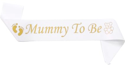 HRLORK Mummy to Be Sash Baby Shower Satin Sash for Mum to Be Party Decoration Party Supplies for Women Gifts（White）