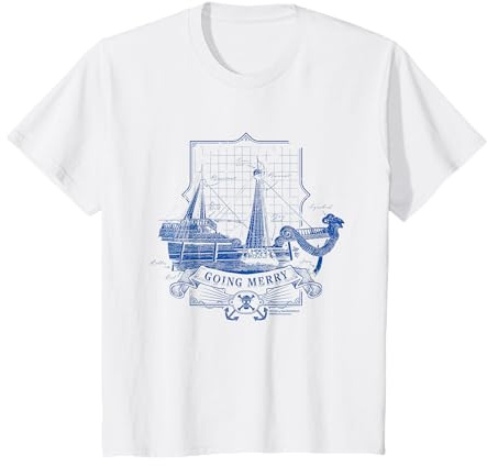 Enfant One Piece Going Merry Chapeau de paille Pirates Blueprint Kids T-Shirt