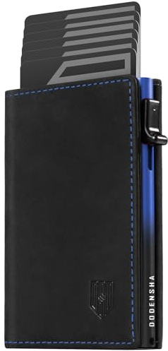 DODENSHA MagSnap Geldbörse Herren I Slim Wallet mit Münzfach I Wallets for Men für 10+ Karten I Magnetischer Verschluss portmonee Herren Slim I RFID Schutz I Schwarzblau