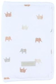 Noukie's - Protège Carnet de Santé Mix & Match - Coton - Motif Éléphants – Cadeau naissance - Fermeture éclair et poche plastifiée – Protection Universelle pour Carnet