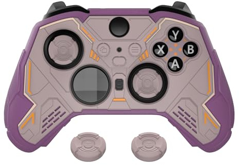 playvital Funda de Silicona para Xbox Elite Series 2 y Core Mando | Cubierta de Goma Antideslizante, Agarre Cómodo, con Tapas de Pulgar y Pegatinas, Stellar Mecha, Marrón Rosado & Púrpura