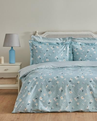 Karaca Daisy Ensemble de Linge de Lit Simple 100% Coton, Menthe