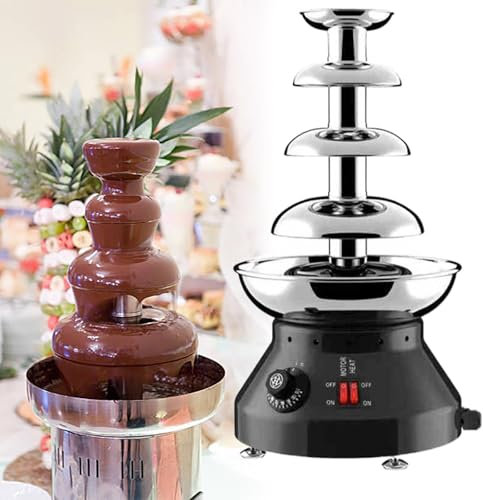 GESAIDES Fontaine à Chocolat, Machine à Fondue au Chocolat électrique, Fontaine à Fromage, Parfaite pour Le Fromage Nacho, la Sauce au Chocolat, Les Mariages et Les Fêtes,4tiers-Black