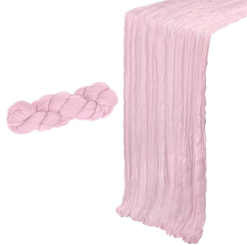 Cheesecloth Table Runner, Pink Table Runner for Weddings & Events, 90x300cm Light Pink Cheesecloth, Boho Tablecloth for Party Decorations & Home Styling