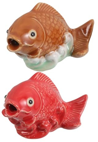 Yardwe 2 Pcs Handmade Ceramic Aquarium Ornaments for Garden and Home Decor Versatile Fish Tank Accessories Lifelike and Carp Figures for Water Features