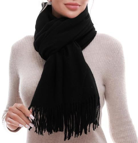 SWAT PANY Black Women Scarf Ladies Winter Warm Pashmina Shawl Wraps for Wedding
