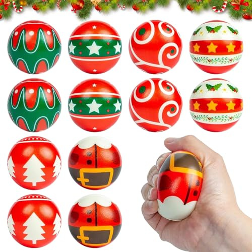 GAROMIA Weihnachten Squishies 12 Stück Weihnachtsquitris Anti Stress Ball Weihnachten Squishy Spielzeug Stress Balls Antistressball Squishy Weihnachts Stressball
