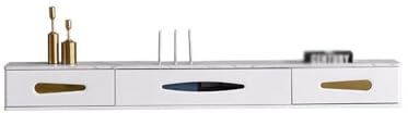 Lizhuzhuzs28 Moderne Meuble TV Mural Flottant avec Porte Rabattable et 2 tiroirs for Salon et Bureau Console(Blanc,120x24x20cm)