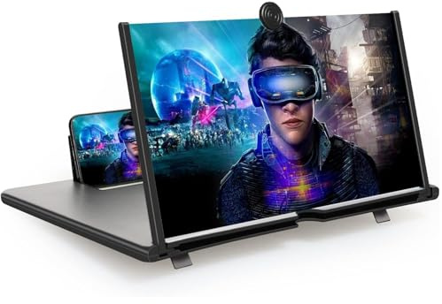 Homavit Amplificador de Pantalla de móvil, 16 Pulgadas HD Lupa para movil, Amplificador de Pantalla, para Todos los Smartphones, para Ver películas y Videos (Negro)