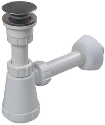 Tubo di scarico singolo per lavandino, in plastica, sifone per scarico dell'acqua, tubo bianco nella parete, design a bottiglia, set completo di scarico per drenaggio