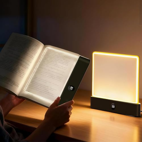 Smart Led Reading Light,Book Lights for Reading at Night, Rechargeable Clear LED Flat Reading Light with 3 Colors & Timer, Doodle Table Study Lamp, The Quiet Reader's Dream Lights (Black)