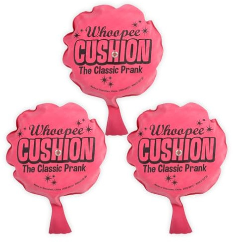 Playbees Self Inflating Whoopie Cushion 3 Pack – 6 Inch Classic Prank Toys for Kids and Adults – Funny Gag Gifts and Party Favors – Reusable Whoopee Cushion Makes Realistic Sounds
