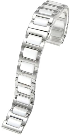 Keramiskt klockband Snabbkopplingsrem Utplacering Låsarmband for kvinnor män(Silver white,19mm)