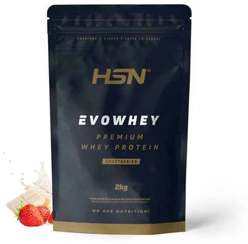 HSN Evowhey Protein | Fresa Chocolate Blanco 2Kg = 67 Tomas por Envase Concentrado de Proteína de Suero | 100% Whey Protein Concentrate (WPC) | No-GMO, Vegetariano, Sin Gluten ni Soja