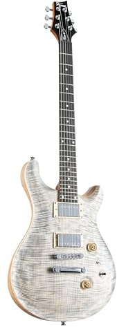 Fame Forum IV Classic E-Gitarre, elektrische Gitarre mit Humbucker Tonabnehmer, Electric Guitar mit grauer Riegelahorndecke, Forum Double Cut