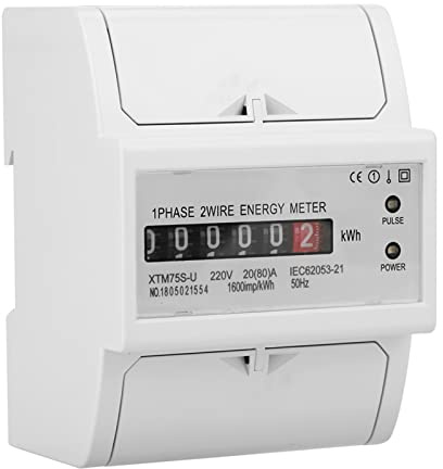 220V Digital 1-Phase 2 Draht 4P DIN-Schiene Stromzähler Elektronisches KWh-Meter(20(80) A) | Energieverbrauchsmonitor, 5+1-stellige Anzeige, AC 4KV/6KV Impulsfestigkeit, 35 mm DIN-Halterung kompatibel