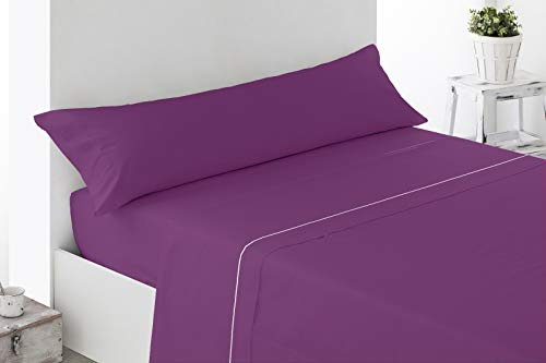 Energy Colors Textil - Excellent 90 - Juego SÁBANAS Completo 3 Piezas Verano Cama 90 x 190-200 cm (Morado)