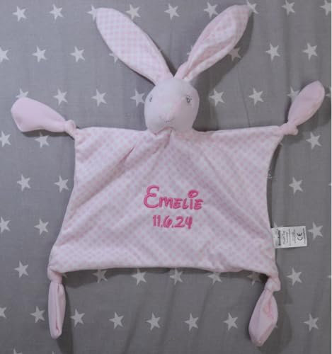generisch Schmusetuch Bestickt mit Namen Schnuffeltuch Kuscheltuch Tolle Geschenkidee ! (Rosa - Hase 3)