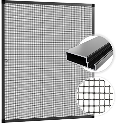 SAMUFLY moustiquaire 120x140cm Cadre Aluminium Anthracite pour fenêtres moustiquaire Cadre moustiquaire moustiquaire moustiquaires