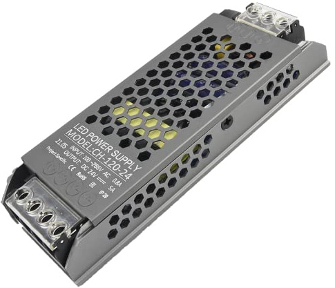 NUOVA GERMANY Alimentatore Professionale 5A DC 24V Striscia Led Trasformatore Ampere Stabilizzato AC110/220V Ultra sottile (24V, 120W)