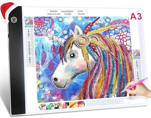 Guiseapue Weihnachtsgeschenke Leuchttisch A3 für Diamond Painting Zubehör: Einstellbare Helligkeit Diamant Painting Erwachsene, Kinder Leuchtkasten, Light Pad für Skizzieren Animation Malen Designen