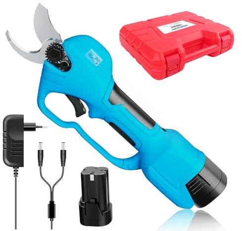 SWANSOFT Akku Astschere 30 mm, Professionelle Gartenschere Elektrisch mit 2 Stück 2 Ah Akku zum Beschneiden von Gartenarbeiten im Weinberg Obstbaum (8610)