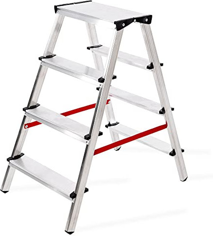 Aluleiter Zweiseitige Haushaltsleitern Stehleiter 4 Stufen 120KG (2x4-120)