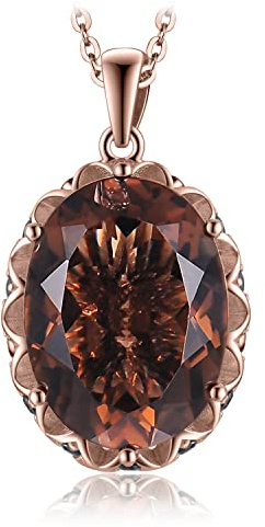 JewelryPalace Oval 8ct Äkta Rödkvarts Halsband för Damer - Silver 925, Stor Ädelsten i Brun och Roséguld, 45cm Kedjor