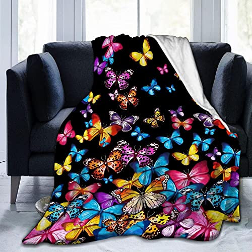 Boceoey Decke Sofa Kuscheldecke Flauschig 150x200 cm - Weich Warme Fleecedecke für Bett Couch - Wohndecke als Couchdecke Bettüberwurf Tagesdecke Campingdecke Blauer Schmetterling