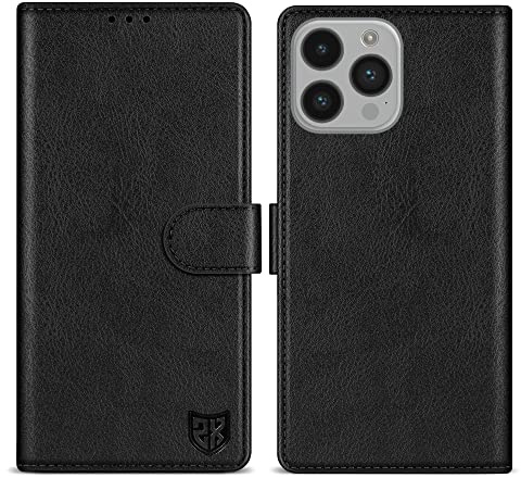 ZZXX for iPhone 14 Pro Wallet Case with [RFID Blocking] Card Slot Kickstand Magnetic Closure Leather Flip Fold Protective Phone Case for iPhone 14 Pro Case Wallet(Black-6.1 inch)