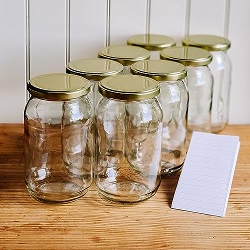 900 ml Einweckgläser mit Etiketten Twistoff Deckel Gold Einmachglas Einmachgläser Vorratsgläser Schraubdeckel (16 Stk.)