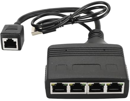 Divisor Ethernet, Divisor Ethernet de 1 a 4 Gigabit con Cable de Alimentación USB Divisor de Cable Ethernet LAN RJ45 para Cat5 Cat5e Cat6 Cat7 Cat8