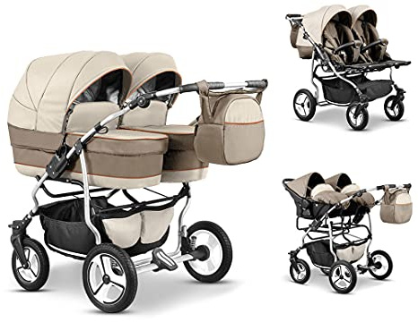 Elcar Zwillingskinderwagen 4 in 1 Twin Star inkl. Autositze - 16 Farben