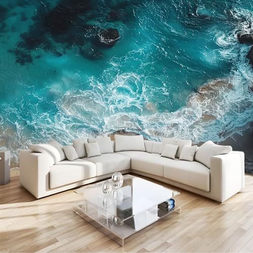 Fotomural playa del océano Fotomural Pared, 250x175 cm Papel Pintado 3D, Fotomurales Decoración de Comedores Moderna Lana Sala Cuarto Salón