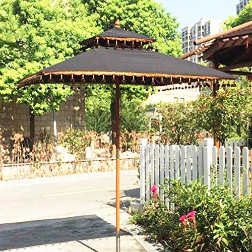 KOHARA Gartensonnenschirm aus Holz | 1,8 x 1,8 m | Höhe 2,5 m | Terrassensonnenschirme, UV-Schutz, Winddicht, große Strandschirme mit Fransen für den Außenbereich – schwarzes Quadrat