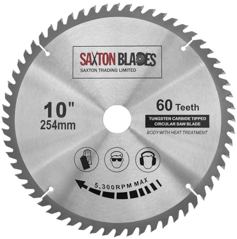 TCT25460T Saxton TCT Circular Wood Saw Blade 254mm x 30mm Bore x 60T for Bosch Makita Dewalt