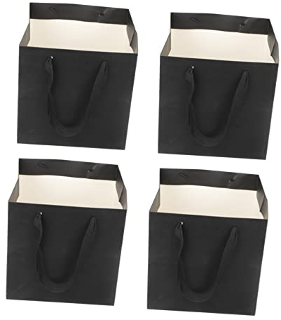 Gogogmee Bolsa De Papel Kraft Para Fiestas Bolsas Grandes Para Envolver Pan 20 X 20 X 20 Cm Color Negro Juego De 4 Piezas Para