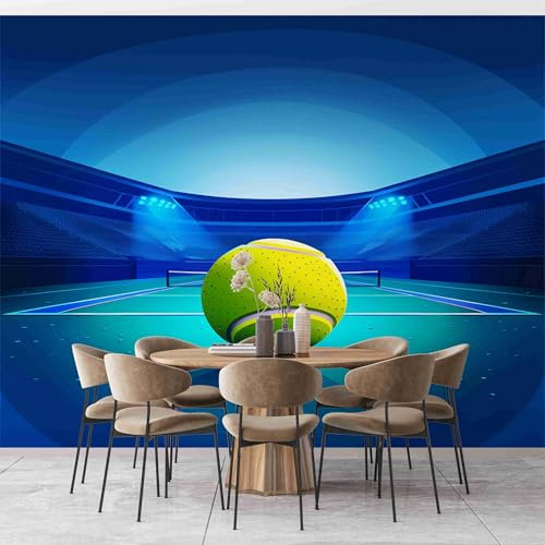 Tennis Carta da Parati Blu Carta da Parati TNT Fotomurali Moderna Carta Parati Fotomurale 3D Effetto per Soggiorno, Camera Letto, Sala Pranzo, TV Sfondo 300x210 cm