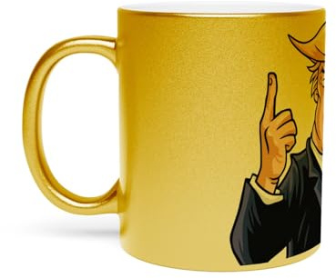 Fabulous Gyllene keramik krom mugg - Donald Trump president USA tecknad film humor USA - 325 ml