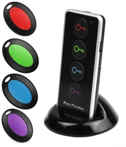 HomeVortex Wireless Key Finder Set, 1 Transmitter 4 Receiver, Item Locator Tags Convenient To Hang Keys, For Keys, Wallet, Phone Battery Operated