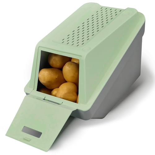 ARTECSIS® Caja para patatas EasyClick 5,0 L, verde primavera – Con tapa, apilable, 6 etiquetas