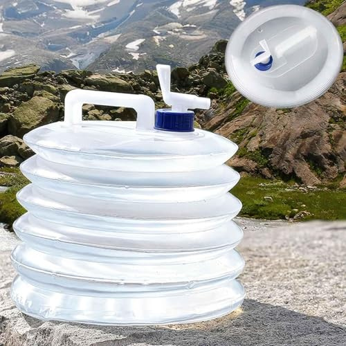 HAOBIN Bidón de Agua Plegable Envase de Agua Plegable Recipiente de Agua Plegable 10 L Depósito de Agua Plegable con Grifo,sin BPA,depósito de Agua de plástico para Camping,jardín (10L)