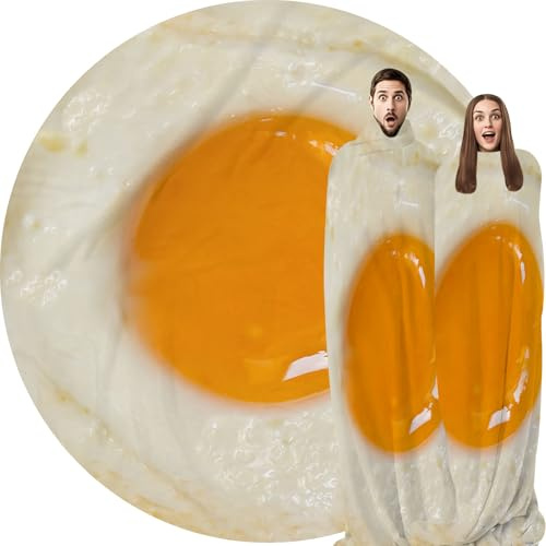 Abaysto Egg Blanket with Fried Egg Design, Funny Food Throw for Adults & Kids, Novelty Unique Gifts for Boys, Girls 200CM