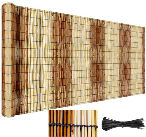 Canisse en bambou naturel 30 cm x 300 cm 120 cm × 500 cm 70 cm × 700 cm séparateur en bambou écologique pour cour, terrasse, jardin, balcon, piscine (couleur : ligne noire)