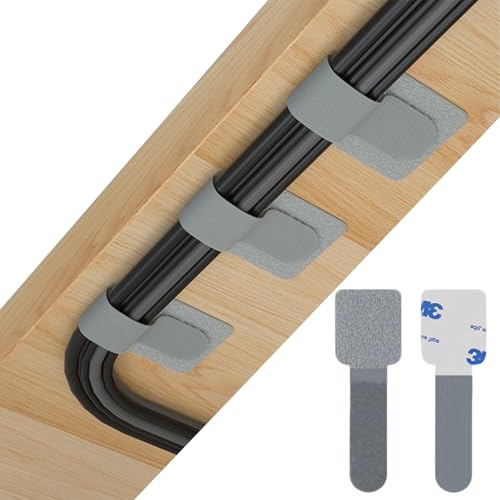 80 Pezzi Fermacavi Adesivi, Portacavi Sotto Scrivania con Adesivo Ultra Resistente - Organizer Cavi Autoadesivo per TV e Computer - Ideale per Casa e Ufficio (Grigio)